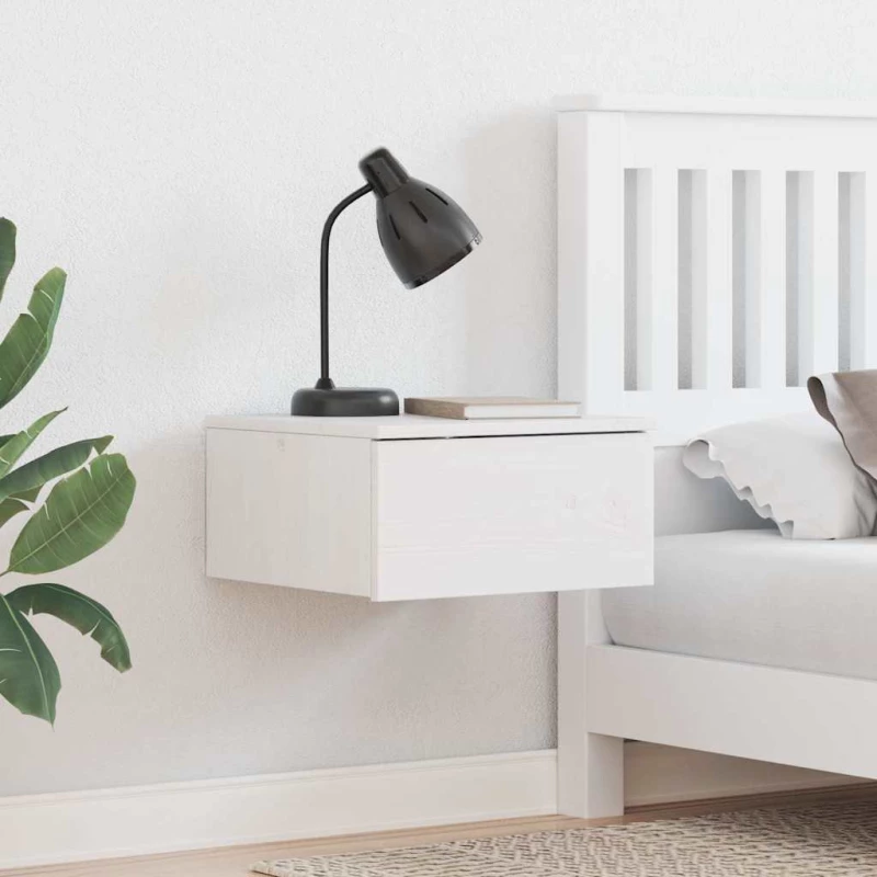 vidaXL Κομοδίνο 2 pcs Λευκό 37 x 35 x 18.5 εκ Μασίφ ξύλο πεύκου