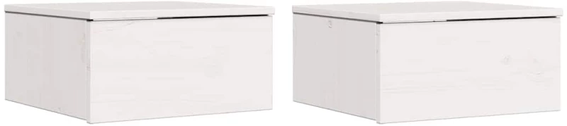 vidaXL Κομοδίνο 2 pcs Λευκό 37 x 35 x 18.5 εκ Μασίφ ξύλο πεύκου