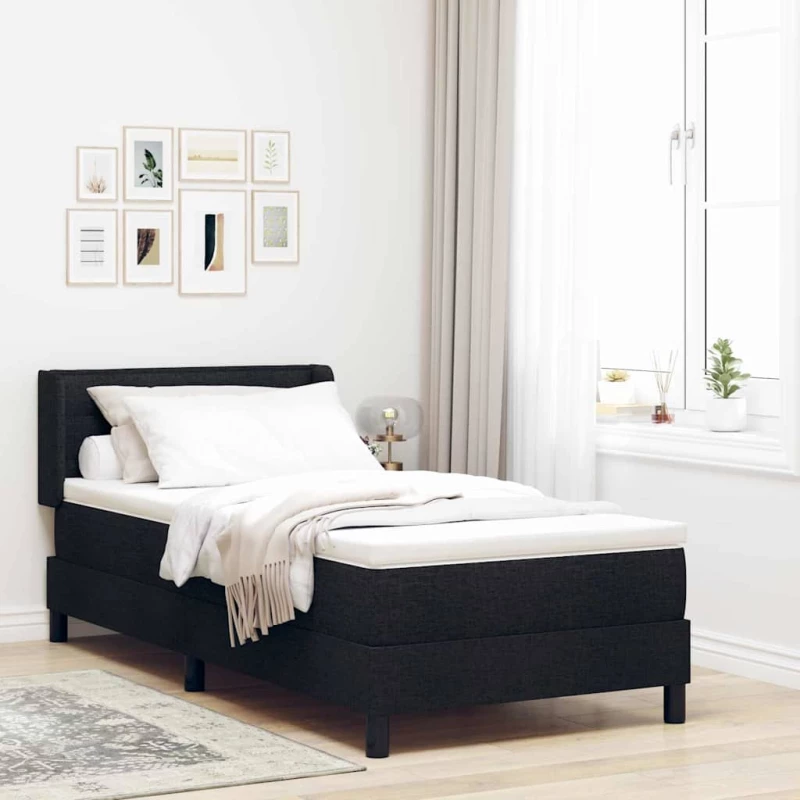 vidaXL Κρεβάτι box spring με στρώμα με στρώμα Μαύρο 100 x 200 cm