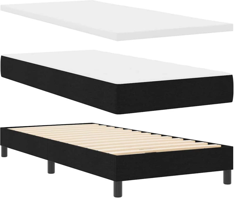 vidaXL Κρεβάτι box spring με στρώμα με στρώμα Μαύρο 100 x 200 cm