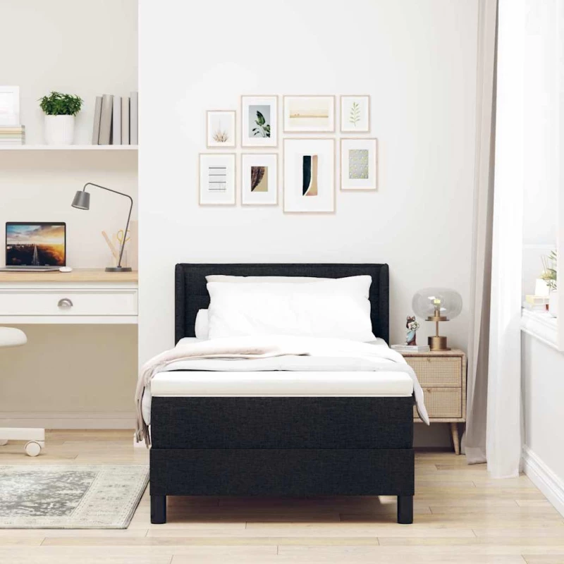 vidaXL Κρεβάτι box spring με στρώμα με στρώμα Μαύρο 100 x 200 cm