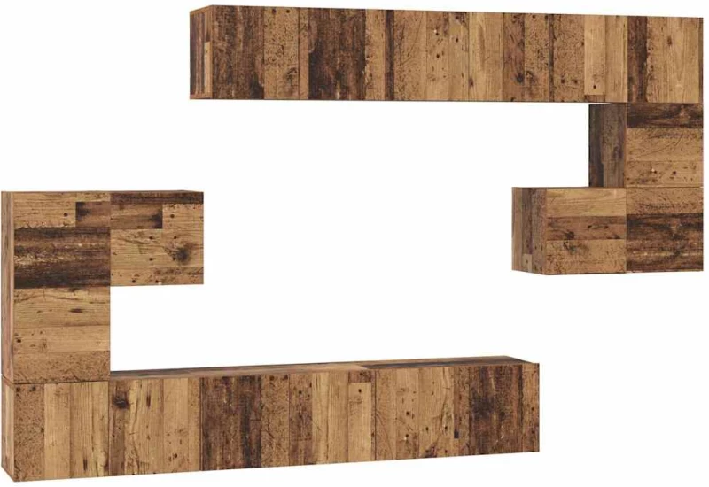 vidaXL Σετ επίπλου τηλεόρασης 10 pcs Παλαιό ξύλο 60 x 30 x 30 cm