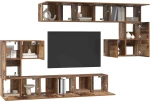vidaXL Σετ επίπλου τηλεόρασης 10 pcs Παλαιό ξύλο 60 x 30 x 30 cm