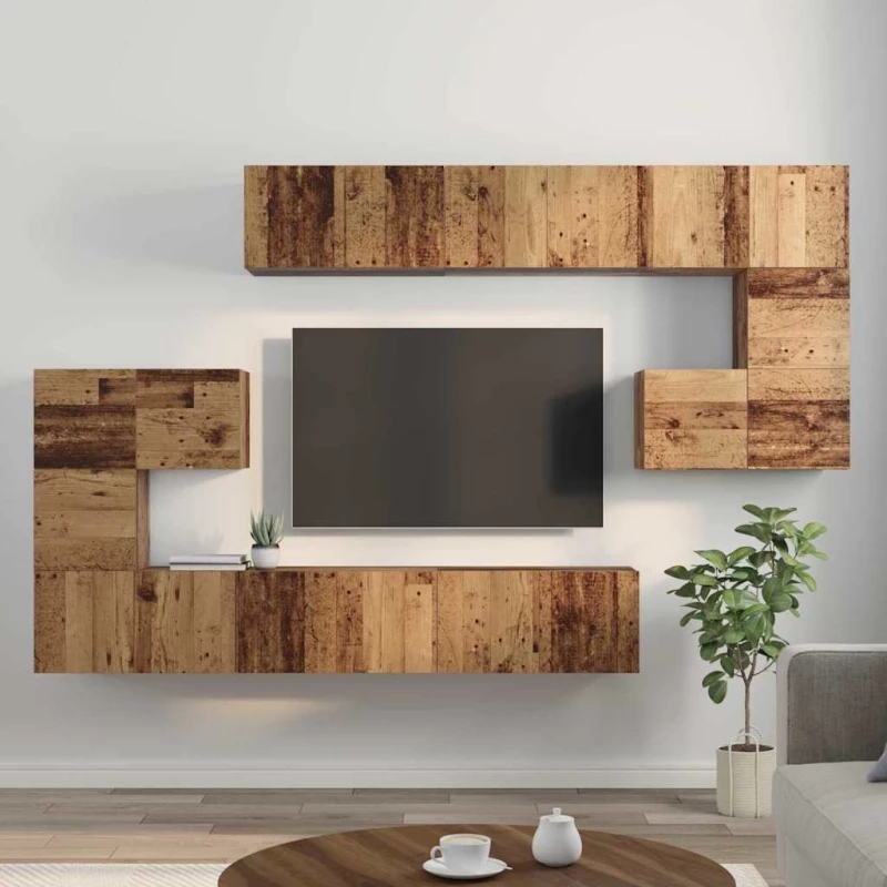 vidaXL Σετ επίπλου τηλεόρασης 10 pcs Παλαιό ξύλο 60 x 30 x 30 cm