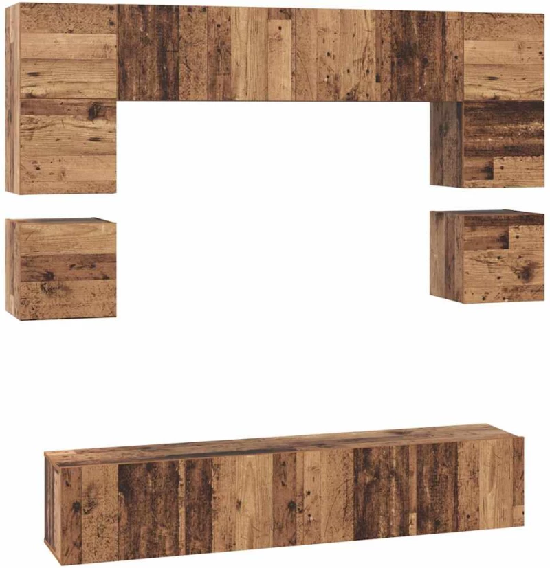 vidaXL Σετ επίπλου τηλεόρασης 8 pcs Παλαιό ξύλο 80 x 30 x 30 εκ
