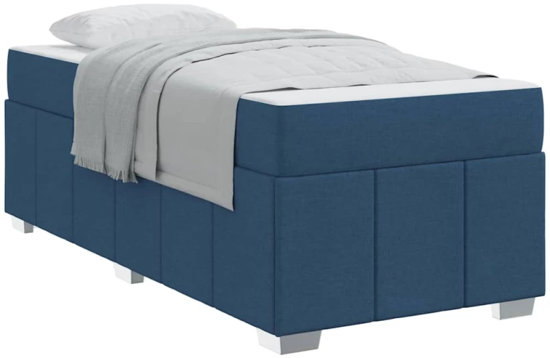 vidaXL Σκελετός Κρεβατιού με στρώμα Μπλε 90 x 200 cm ύφασμα