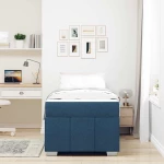 vidaXL Σκελετός Κρεβατιού με στρώμα Μπλε 90 x 200 cm ύφασμα