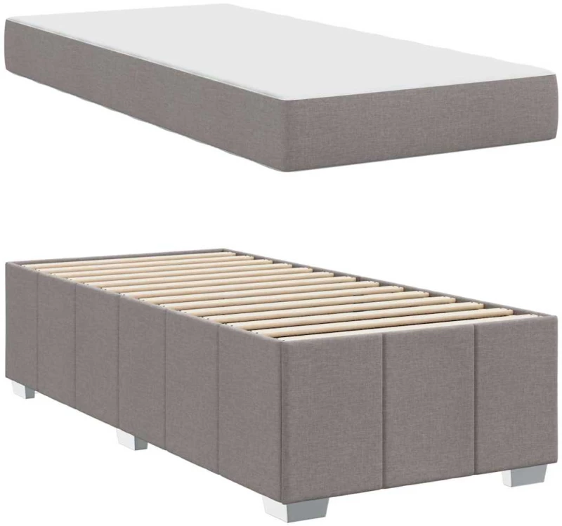 vidaXL Σκελετός Κρεβατιού με στρώμα Taupe 100 x 200 cm ύφασμα