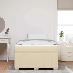 vidaXL Σκελετός Κρεβατιού με στρώμα Κρεμ 120 x 190 cm ύφασμα