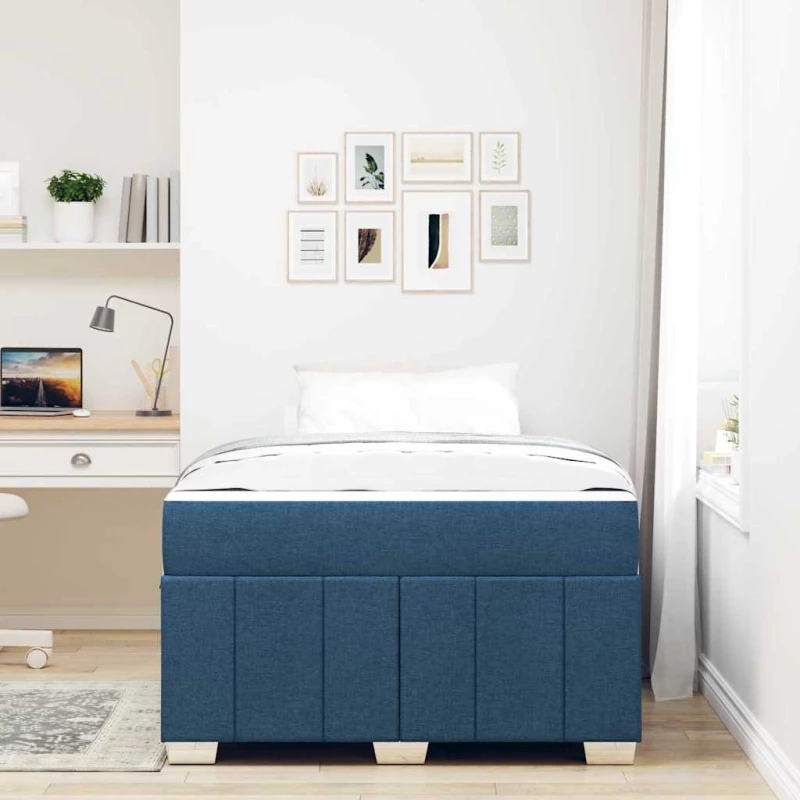 vidaXL Σκελετός Κρεβατιού με στρώμα Μπλε 120 x 200 cm ύφασμα