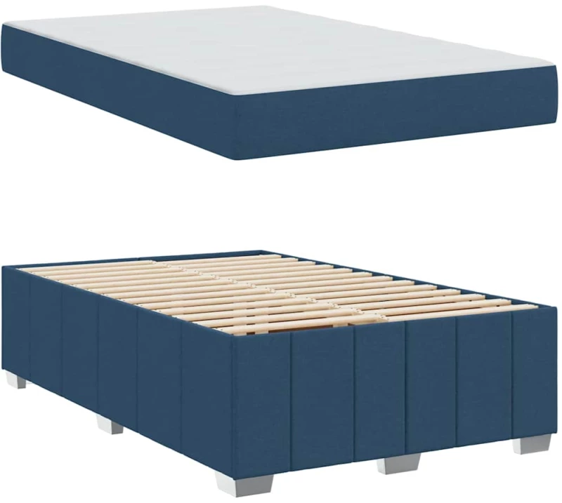 vidaXL Σκελετός Κρεβατιού με στρώμα Μπλε 120 x 200 cm ύφασμα