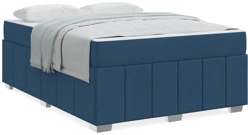 vidaXL Σκελετός Κρεβατιού με στρώμα Μπλε 140 x 200 cm ύφασμα