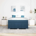 vidaXL Σκελετός Κρεβατιού με στρώμα Μπλε 140 x 200 cm ύφασμα