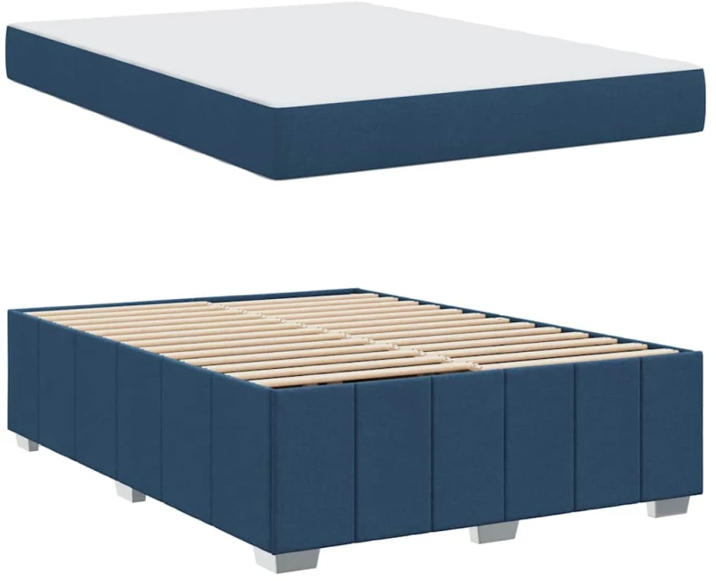 vidaXL Σκελετός Κρεβατιού με στρώμα Μπλε 140 x 200 cm ύφασμα