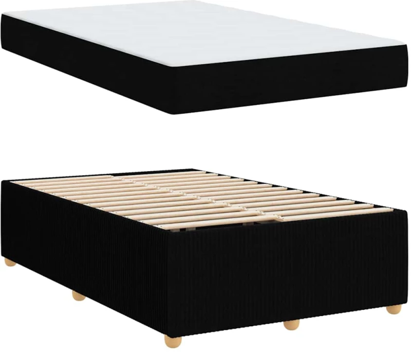 vidaXL Σκελετός κρεβατιού με στρώμα Μαύρο 120 x 200 cm ύφασμα