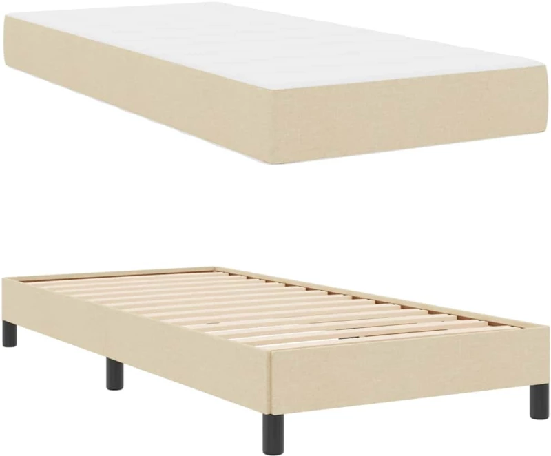 vidaXL Κρεβάτι με ελατήρια με στρώμα Κρεμ 80 x 200 cm ύφασμα