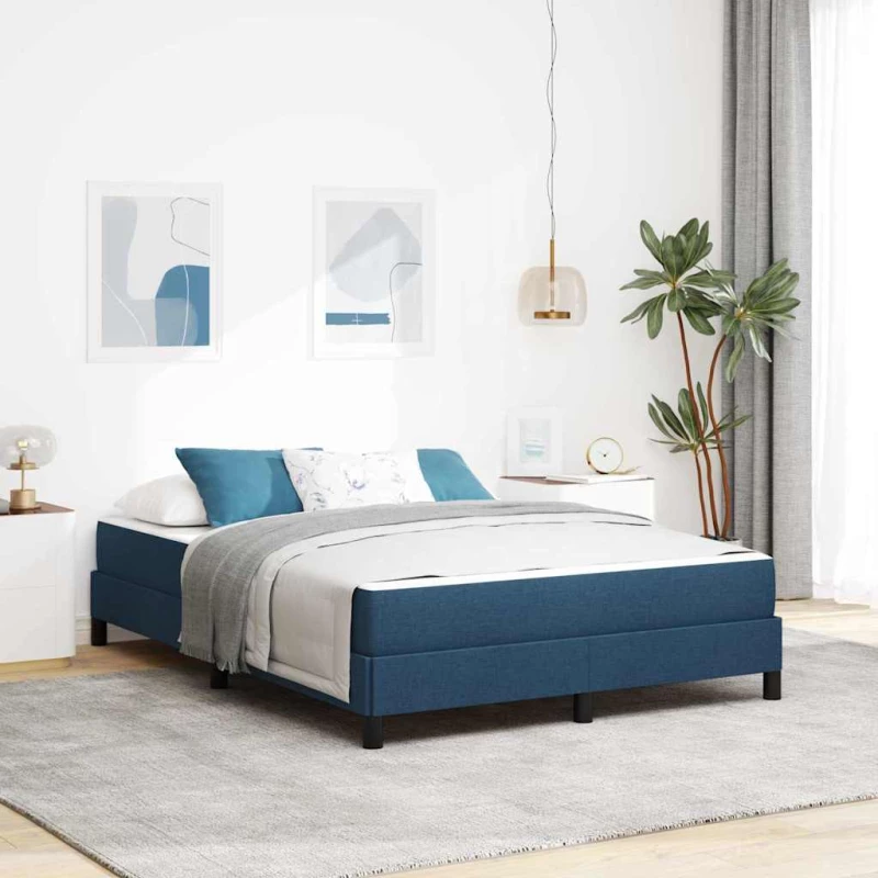 vidaXL Κρεβάτι με ελατήρια με στρώμα Μπλε 160 x 200 cm ύφασμα