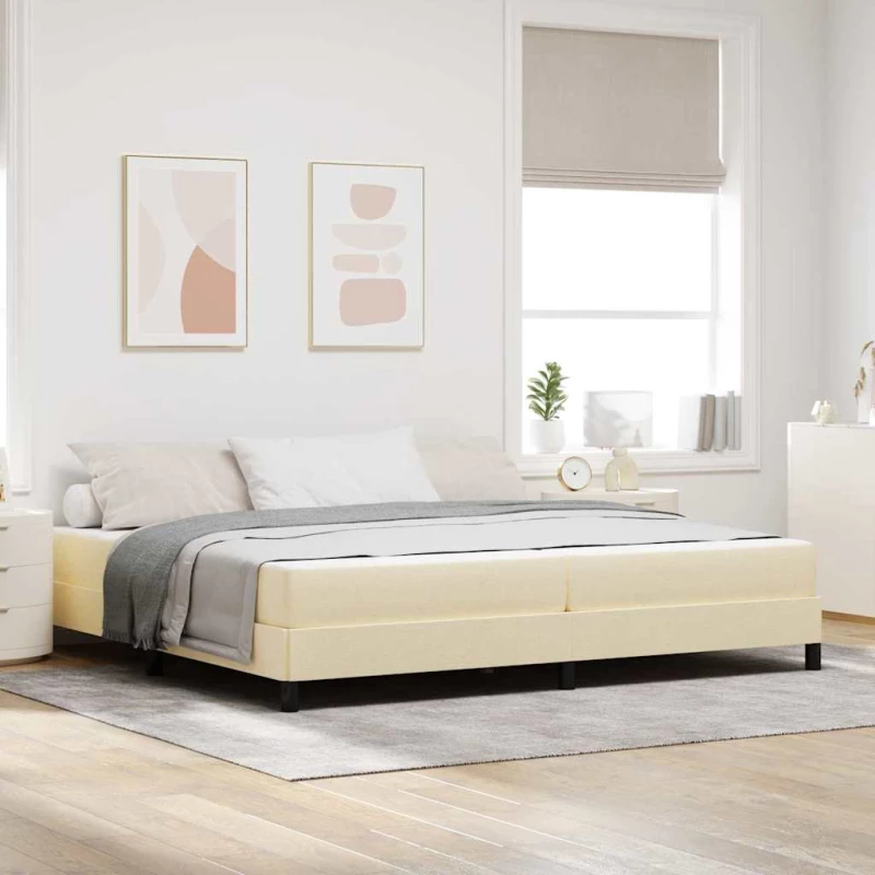 vidaXL Κρεβάτι με ελατήρια με στρώμα Κρεμ 200 x 200 cm ύφασμα
