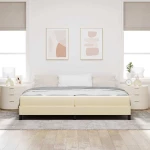 vidaXL Κρεβάτι με ελατήρια με στρώμα Κρεμ 200 x 200 cm ύφασμα