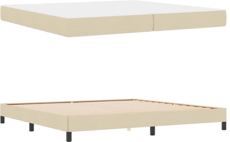 vidaXL Κρεβάτι με ελατήρια με στρώμα Κρεμ 200 x 200 cm ύφασμα