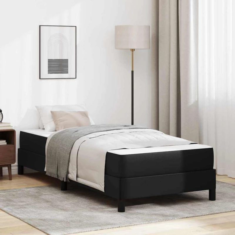 vidaXL Κρεβάτι με στρώμα Μαύρο 90 x 190 cm Τεχνητό δέρμα