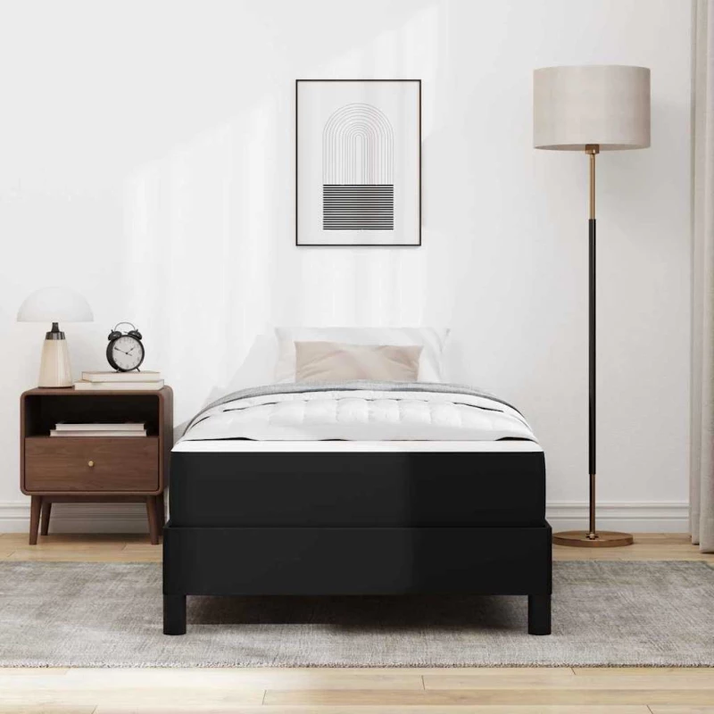 vidaXL Κρεβάτι με στρώμα Μαύρο 90 x 190 cm Τεχνητό δέρμα