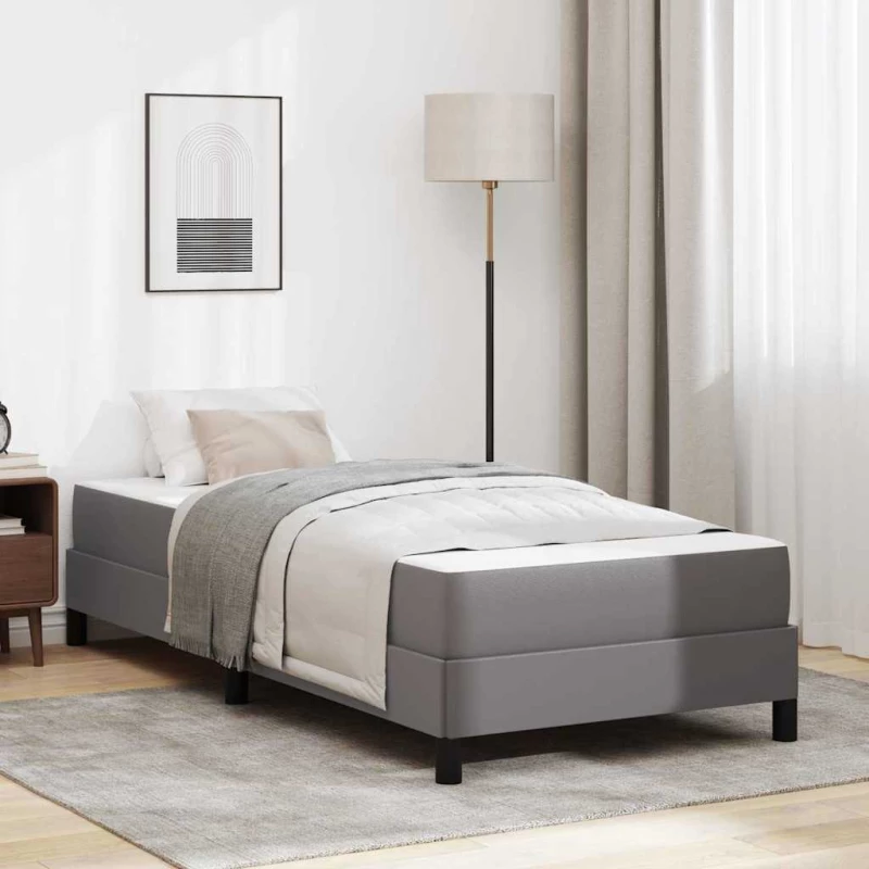 vidaXL Κρεβάτι με στρώμα Γκρι 90 x 200 cm Τεχνητό δέρμα