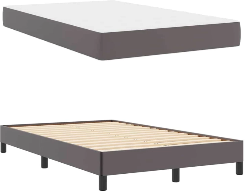 vidaXL Κρεβάτι με στρώμα Γκρι 120 x 200 cm Τεχνητό δέρμα