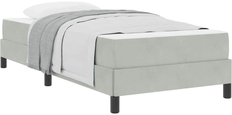 vidaXL Κρεβάτι box spring με στρώμα Ανοιχτό γκρι 90 x 200 cm Βελούδο