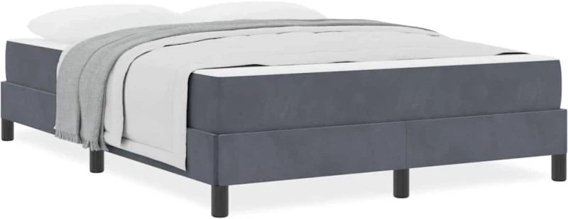 vidaXL Κρεβάτι box spring με στρώμα Σκούρο Γκρι 140 x 200 cm Βελούδο