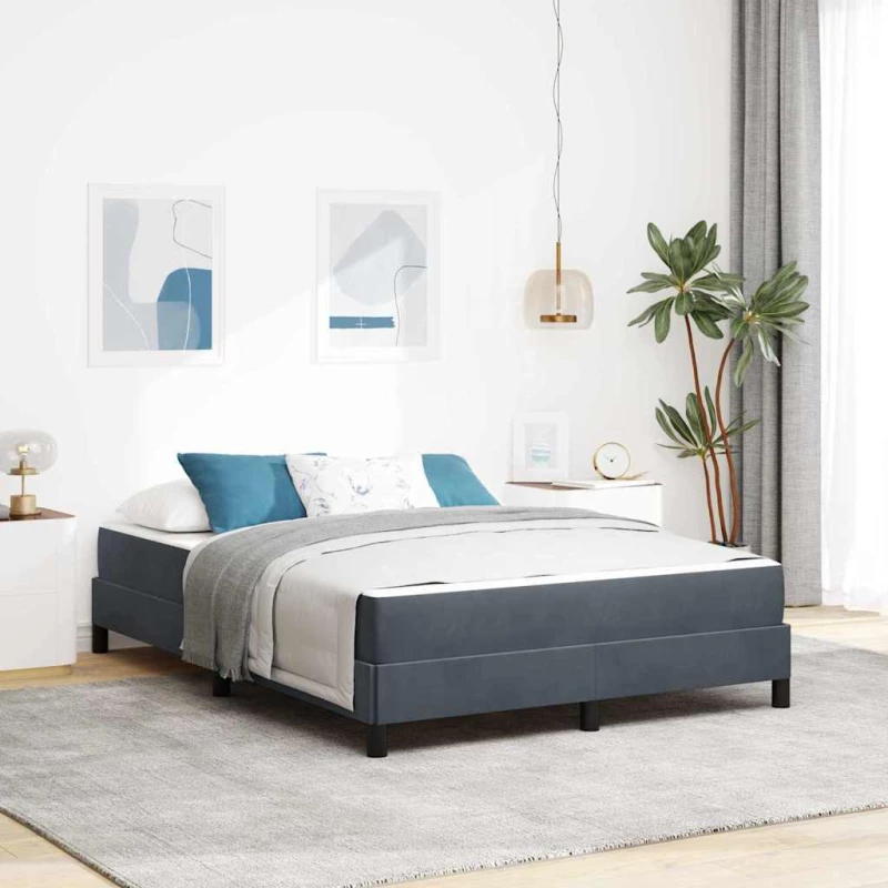 vidaXL Κρεβάτι box spring με στρώμα Σκούρο Γκρι 160 x 200 cm Βελούδο