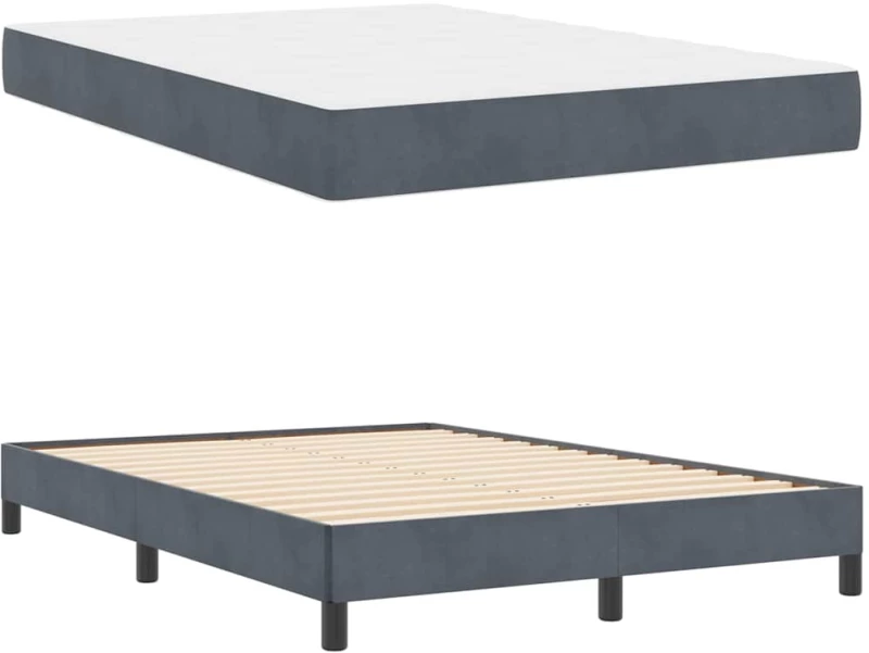 vidaXL Κρεβάτι box spring με στρώμα Σκούρο Γκρι 160 x 200 cm Βελούδο