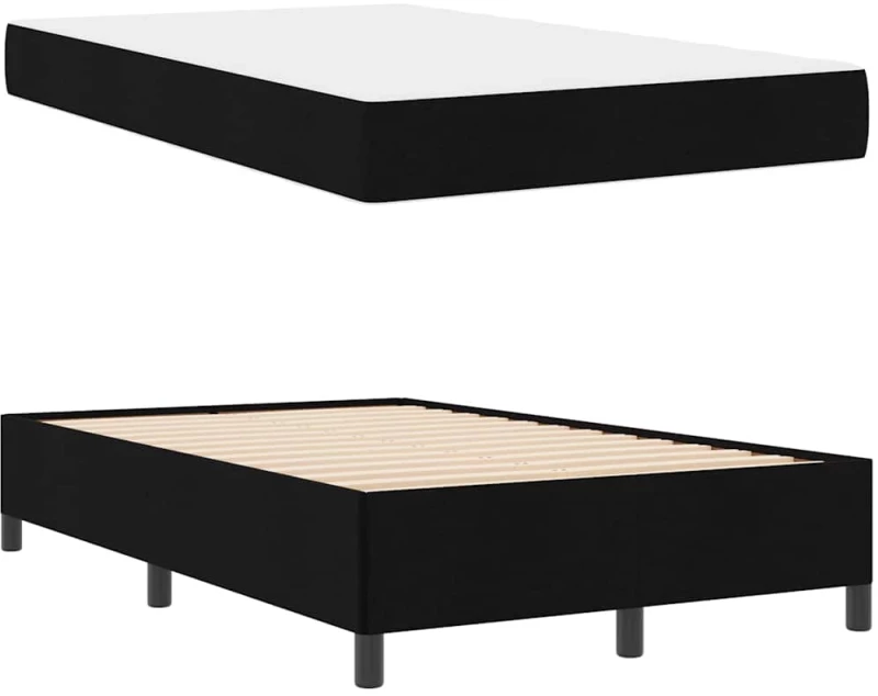 vidaXL Κρεβάτι με ελατήρια Μαύρο και Μαύρο 120 x 200 cm