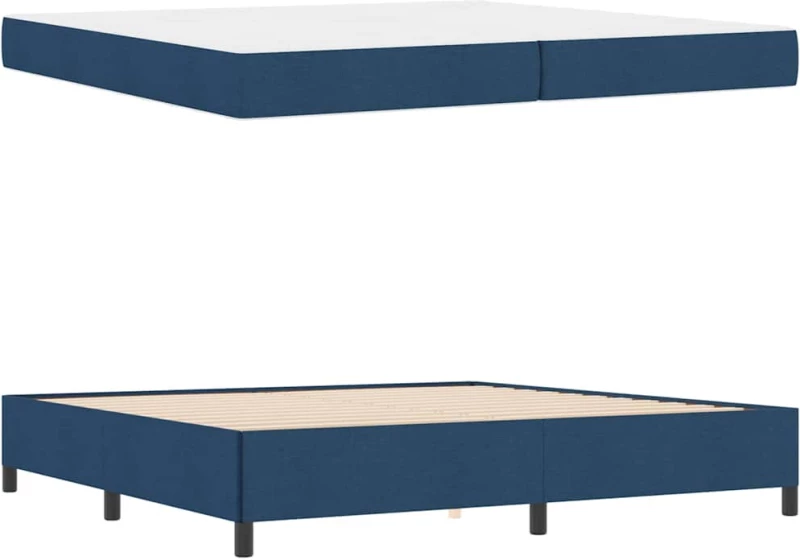 vidaXL Κρεβάτι με ελατήρια Μπλε και Μαύρο 200 x 200 cm