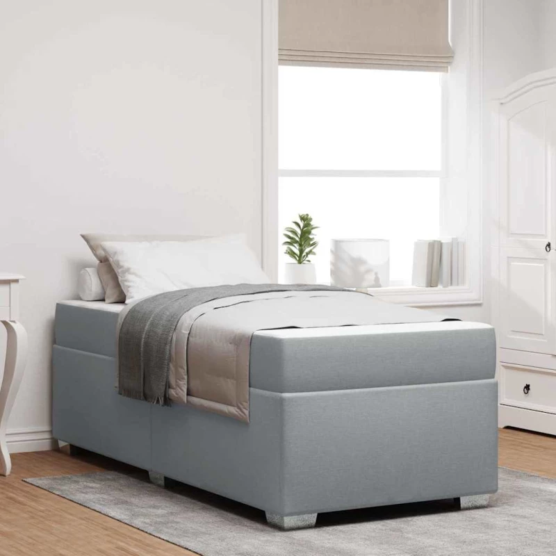 vidaXL Σκελετός Κρεβατιού Ανοιχτό γκρι 90 x 190 cm ύφασμα