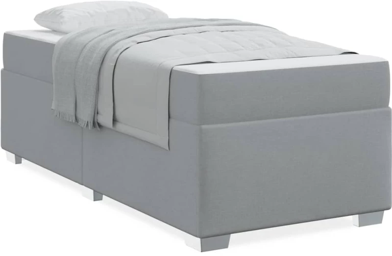 vidaXL Σκελετός Κρεβατιού Ανοιχτό γκρι 90 x 190 cm ύφασμα