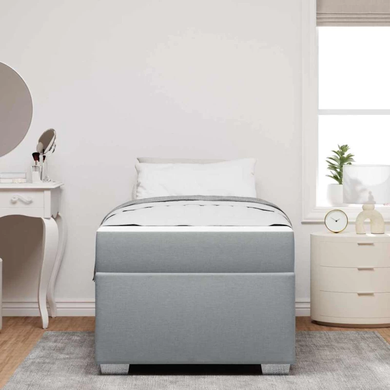 vidaXL Σκελετός Κρεβατιού Ανοιχτό γκρι 90 x 190 cm ύφασμα