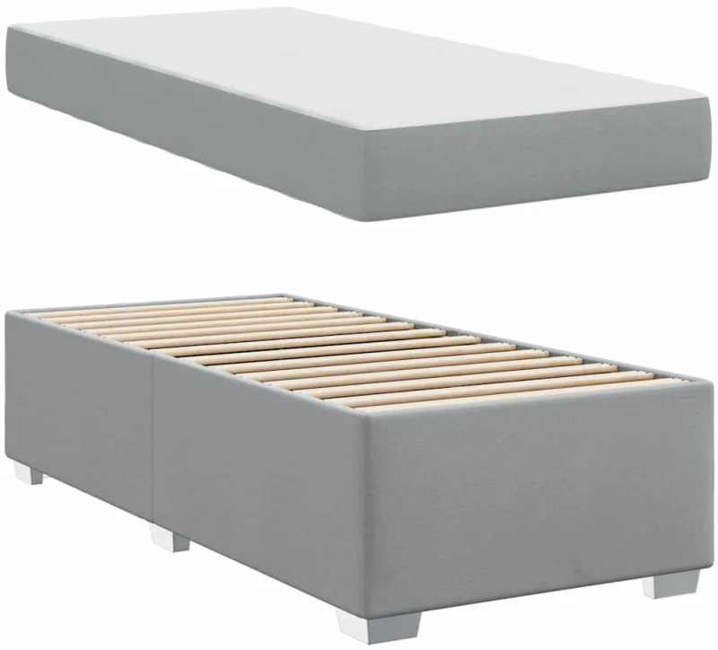 vidaXL Σκελετός Κρεβατιού Ανοιχτό γκρι 90 x 190 cm ύφασμα