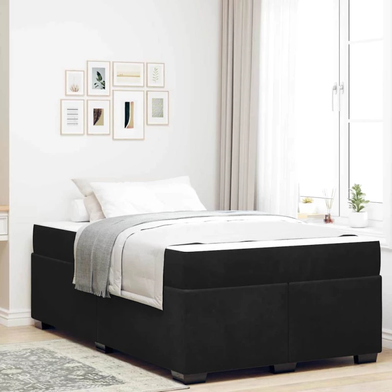 vidaXL Σκελετός κρεβατιού με στρώμα Μαύρο 120 x 190 cm Βελούδο