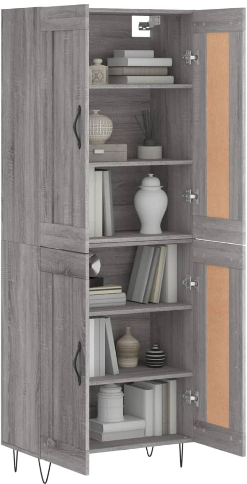 vidaXL Ντουλάπι Γκρι Sonoma 69,5 x 34 x 180 εκ. Επεξεργασμένο Ξύλο