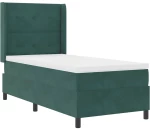 vidaXL Κρεβάτι Box Spring LED με Στρώμα Σκούρο Πράσινο 90 x 200 cm