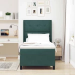 vidaXL Κρεβάτι Box Spring LED με Στρώμα Σκούρο Πράσινο 90 x 200 cm