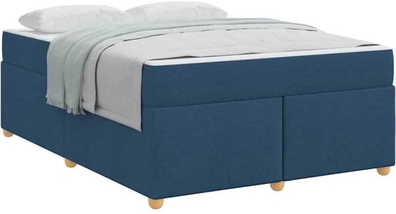 vidaXL Σκελετός Κρεβατιού με στρώμα Μπλε 160 x 200 cm ύφασμα