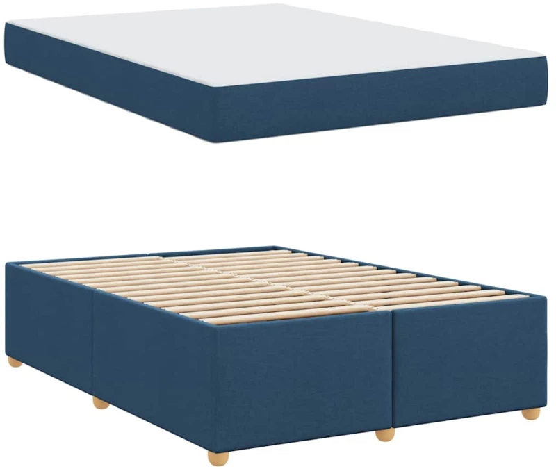 vidaXL Σκελετός Κρεβατιού με στρώμα Μπλε 160 x 200 cm ύφασμα