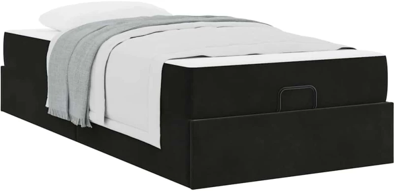 vidaXL Σκελετός Κρεβατιού με στρώμα Μαύρο 100 x 200 cm Βελούδο
