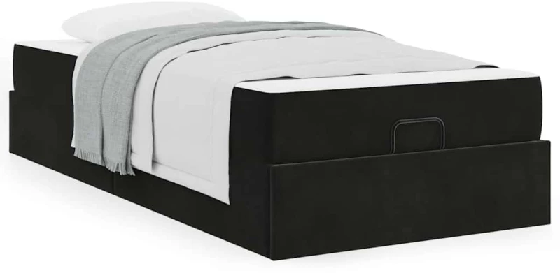 vidaXL Σκελετός Κρεβατιού με στρώμα Μαύρο 100 x 200 cm Βελούδο