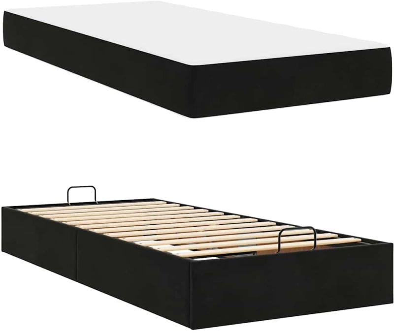vidaXL Σκελετός Κρεβατιού με στρώμα Μαύρο 100 x 200 cm Βελούδο