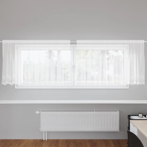 vidaXL Κουρτίνες με κουρτίνες Floral Λευκό Πολυεστέρας