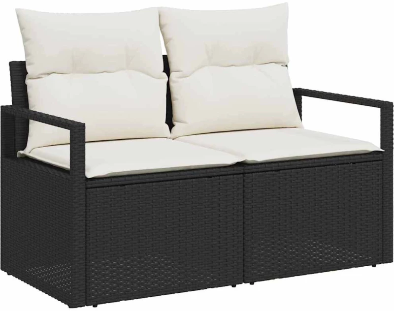 vidaXL Σετ Καναπέ Κήπου με μαξιλάρι 6 pcs Μαύρο Πολυ ράταν
