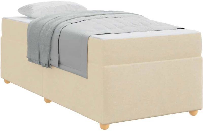 vidaXL Σκελετός Κρεβατιού με στρώμα Κρεμ 90 x 200 cm ύφασμα